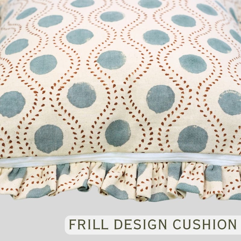 Fabdivine Cotton Frill Both Side Floral Pillow Cove Bed or Living Room Decoration