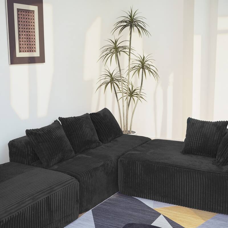 Sofa 130-in Casual Black 4 -seater Reclining Sectional - 8' x 10'