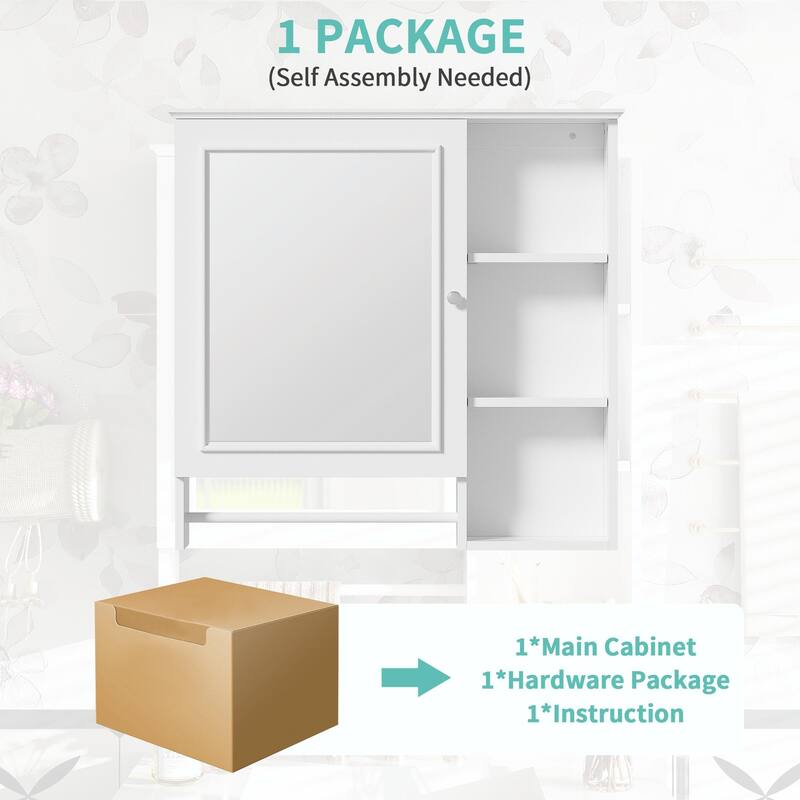 Wall-Mounted Bathroom Storage Cabinet with Large Mirror Door