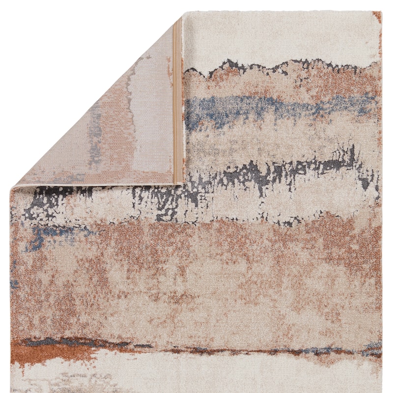 Evander Abstract Tan/ Blue Area Rug
