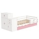 preview thumbnail 13 of 25, Twin Size Wood Platform Bed with Sample Bookshelf and Movable Wardrobe, Multifunctional Bed with Built-in Trundle Bed, White