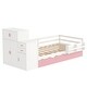 preview thumbnail 21 of 47, Twin Size Wood Platform Bed with Sample Bookshelf and Movable Wardrobe, Multifunctional Bed with Built-in Trundle Bed