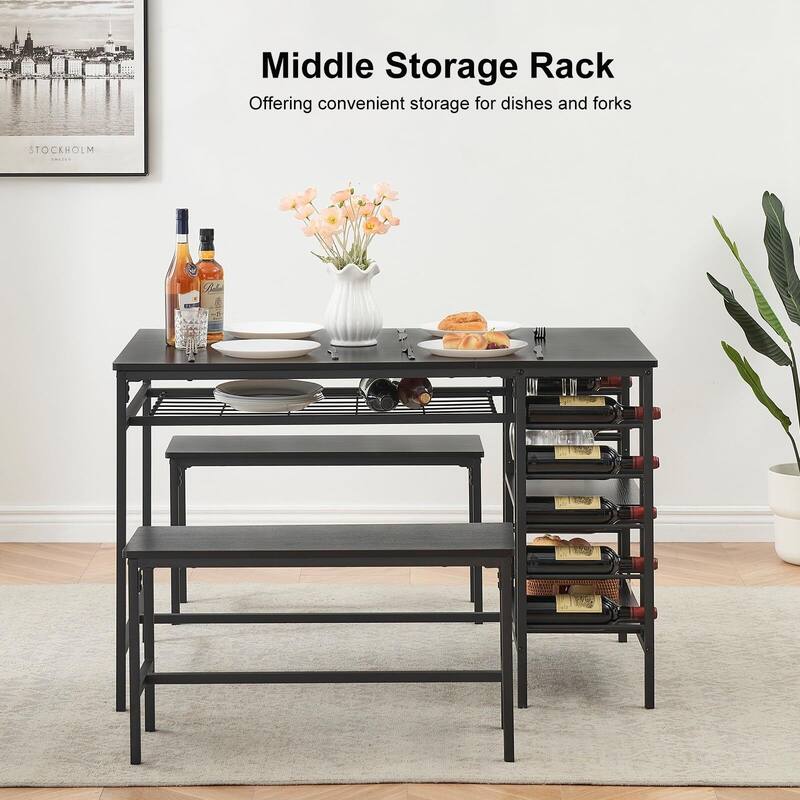 Kitchen Table with 2 Benches for 4