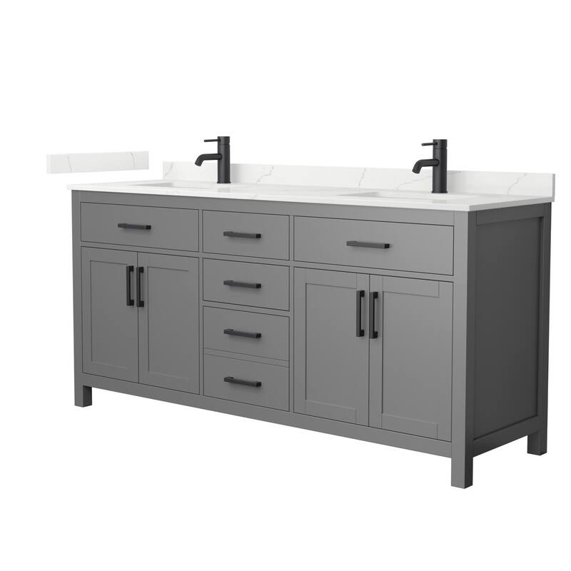 Wyndham Collection WCG2424-72D-QTZ-UNSMXX Beckett 72" Free Standing - Dark Gray / Giotto Quartz Top / Matte Black