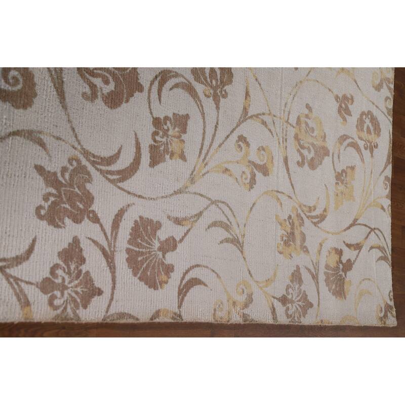 All-Over Floral Abstract Modern Area Rug Hand-Knotted Wool Carpet - 7'10"x 9'10"