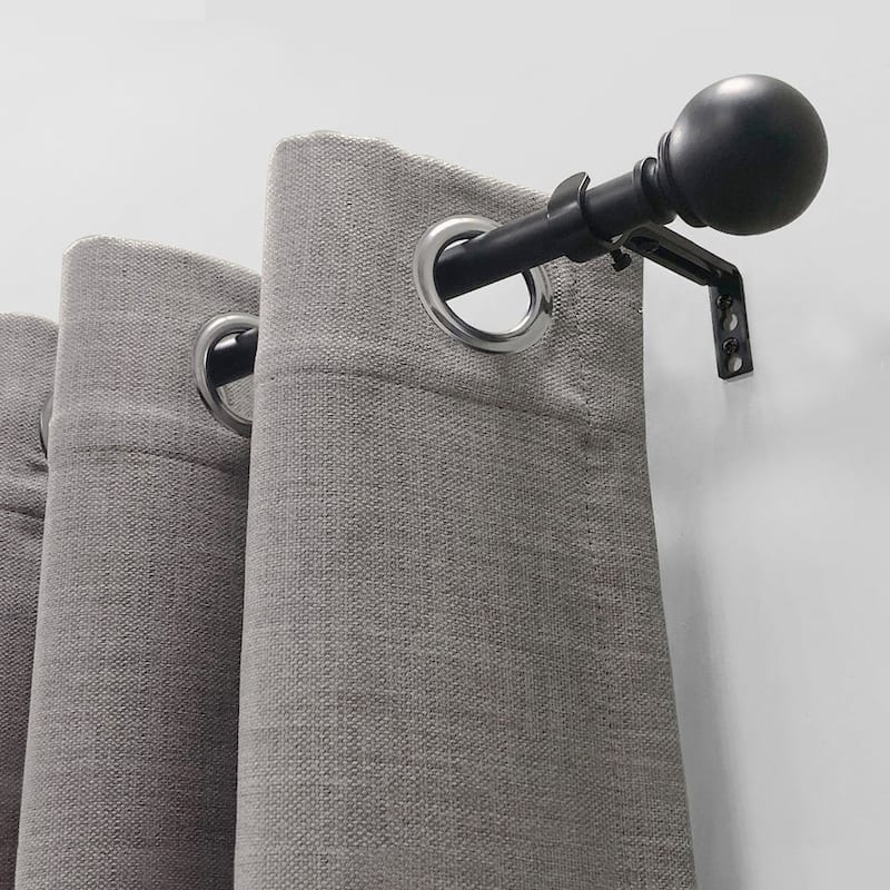 Lumi 3/4" Single Curtain Rod Set Matte Black- Sphere finials