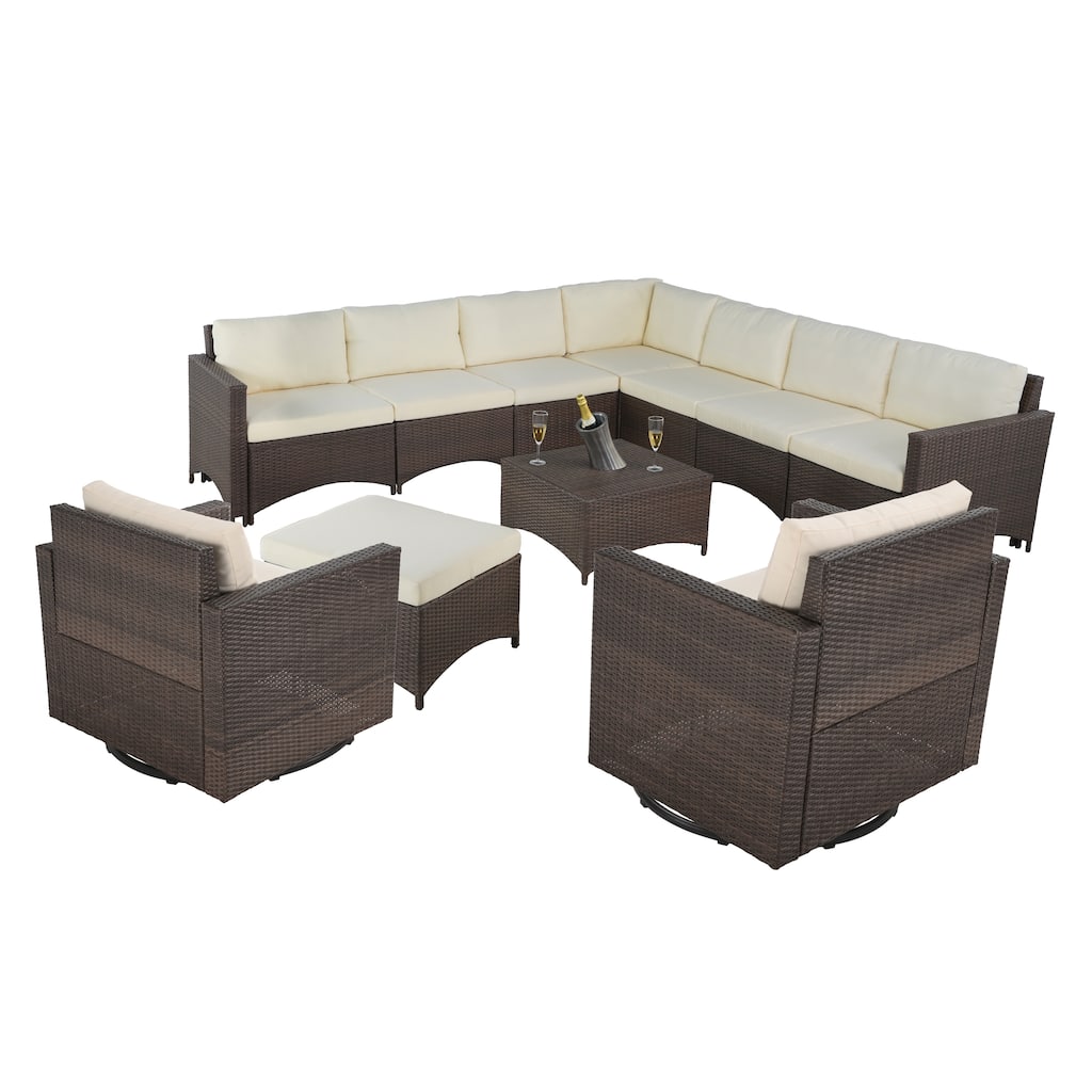 Studio Shine Collection Sectional Modular sofa with Swivel Chairs - 8