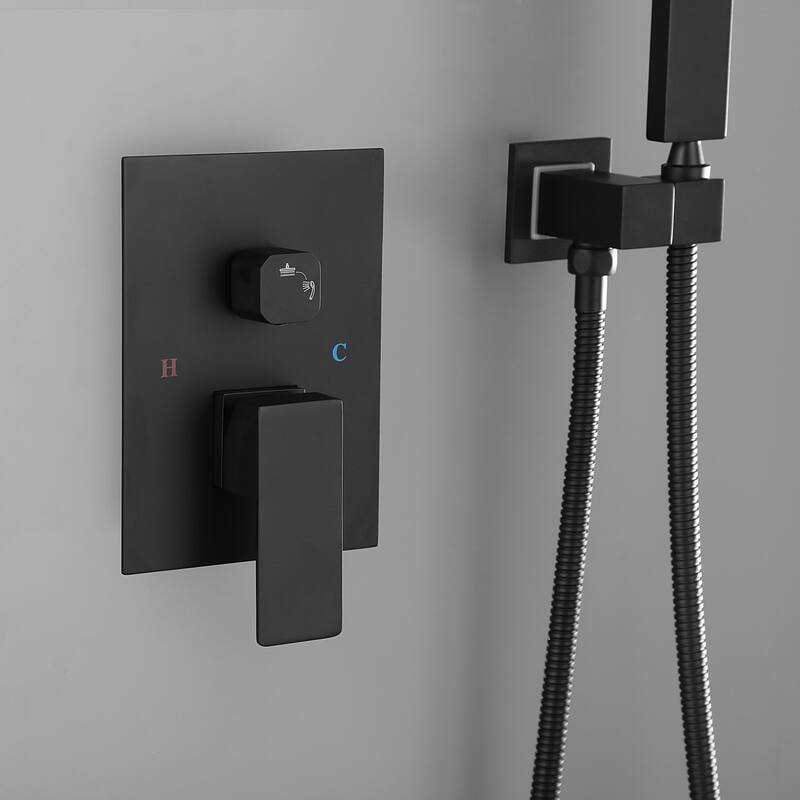 1-Spray Patterns 2.0 GPM 10 in. Black Showerhead