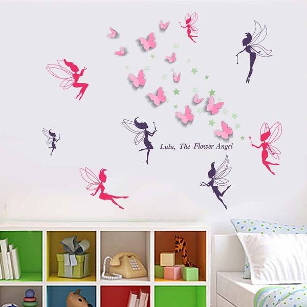 slide 2 of 8, Walplus Fairies 3D Butterflies Children Kid Wall Sticker Nursery Decor