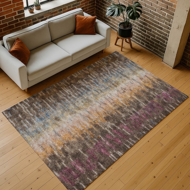 Machine Washable Indoor/ Outdoor Contemporary Ombre Chantille Rug