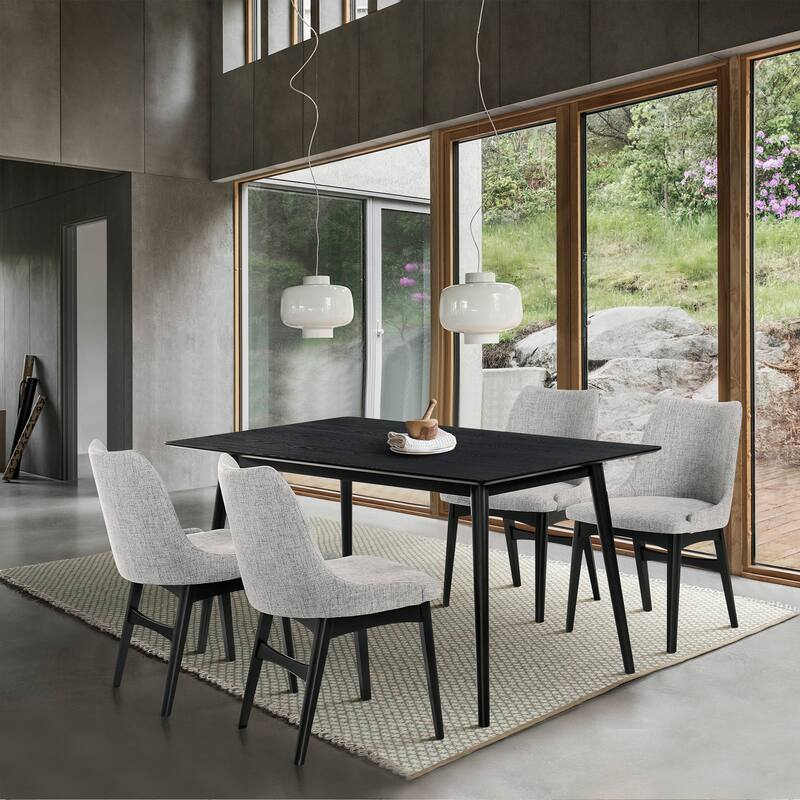 Westmont Mid-Century Modern Black or Walnut Wood 59" Rectangular Dining Table