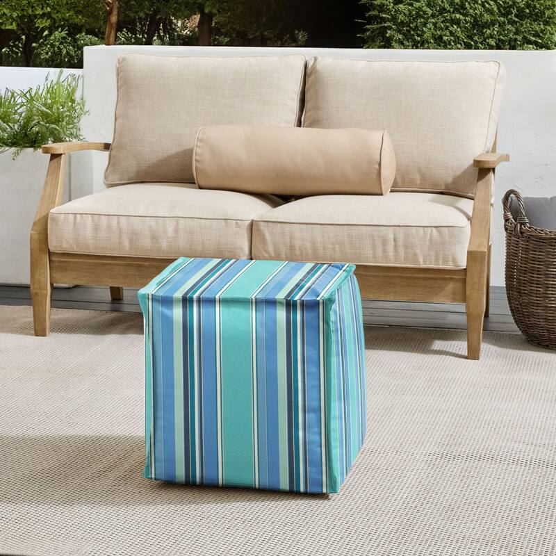 Sorra Home Sunbrella Outdoor Top Stitch Bean Pouf - Dolce Oasis - Small