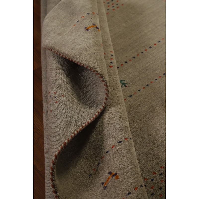 Hand Knotted Oriental 100% Wool Carpet Tribal Tribal Green Gabbeh Area Rug - 6' 6'' X 4' 7''