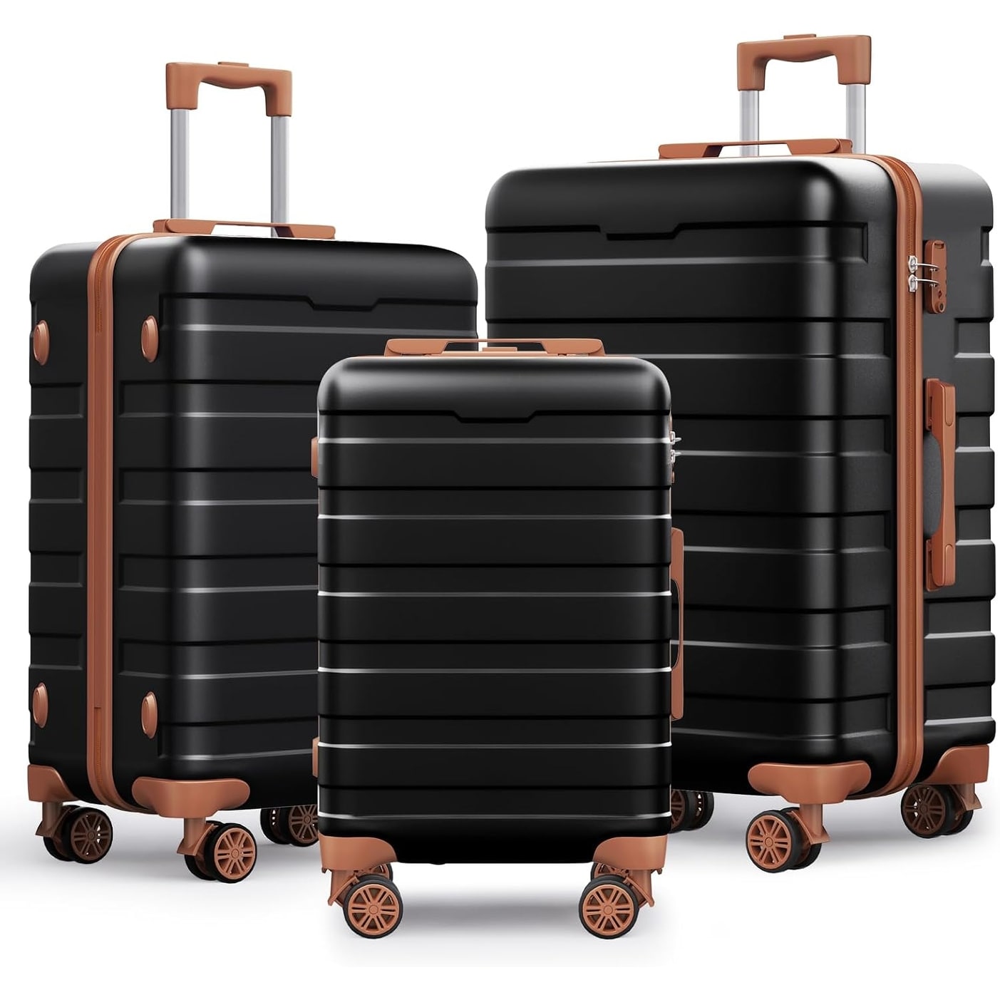 3-Piece Hardside Luggage Set with TSA Lock 360° Spinner Wheels and Durable PC+ABS Shell