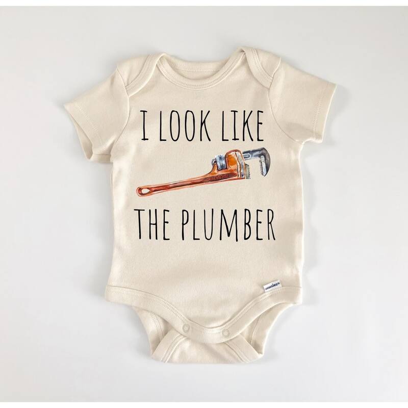 Plumber Plumbing - Baby Boy Girl Clothes Infant Bodysuit Funny Cute Newborn - Natural - 0-3M