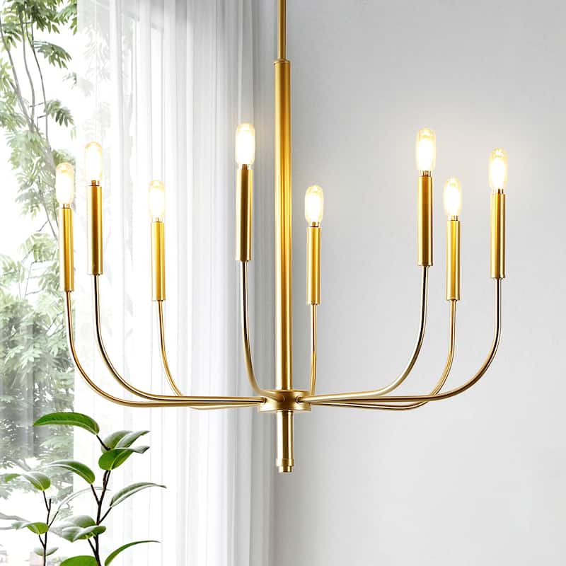 Collier 27.25" 8-Light Modern Mid-Century Iron LED Chandelier, by JONATHAN Y