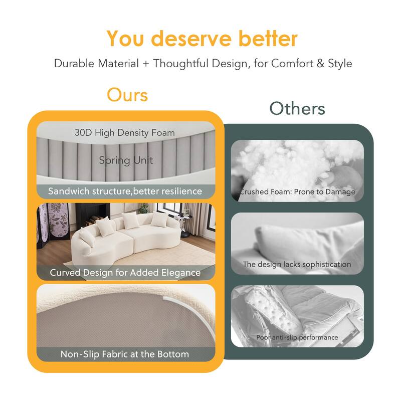 GDFStudio - Soft Upholstered 110" Curved Modular Sectional Sofa