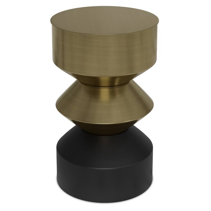WYNDENHALL Clover Modern 14 inch Wide Metal Side Table in Black/Brass, Fully Assembled - 14"D x 14"W x 20"H