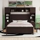 preview thumbnail 40 of 105, Modern Platform Bed with Integrated Cabinet, Trundle Bed and Drawers