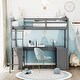 preview thumbnail 12 of 26, Wooden Twin Size Loft Bed Frame with U-shaped Desk, Drawers, Cabinet, Storage Shelves, Ladder and Guardrails for Kids, Teens