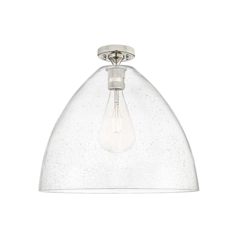 Innovations Lighting 434-1F-10-16 Crown Point Flush Dome Crown Point - Polished Nickel / Seedy