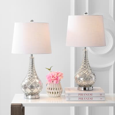 Jane 25.5" Glass LED Table Lamp, Mercury Silver (Set of 2) by JONATHAN Y