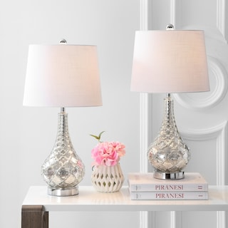 Jane 25.5" Glass LED Table Lamp, Mercury Silver (Set of 2) by JONATHAN  Y