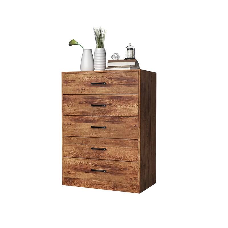 5 Dresser, Chest of Drawers with Wide 52.75'', Easy-Pull Fabric & Wood Dressers with Top