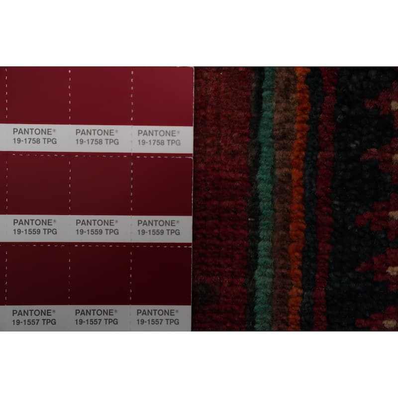 Hand Knotted Oriental 100% Wool Carpet Traditional Geometric Multi-Colored Heriz Runner Rug - 10' 10'' X 3' 5''