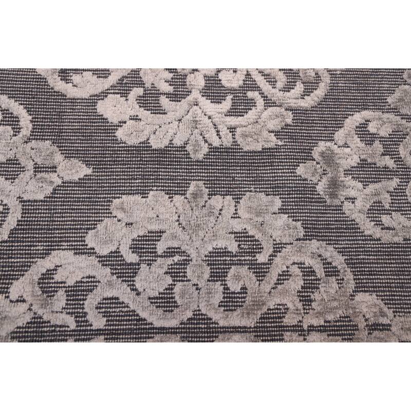 ECARPETGALLERY Hand Loomed Elysian Grey Viscose, Wool Rug - 9'9 x 11'3