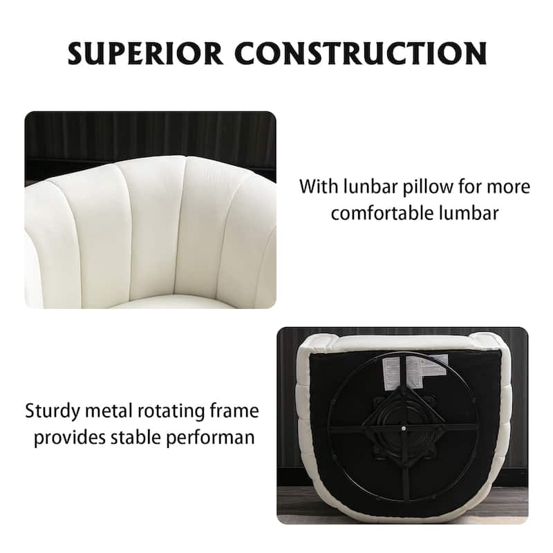 Ebello Oversize Velvet Swivel 360° Rotation Barrel Comfy Round Armchair With Plump Pillow Suitable For Living Room Bedroom