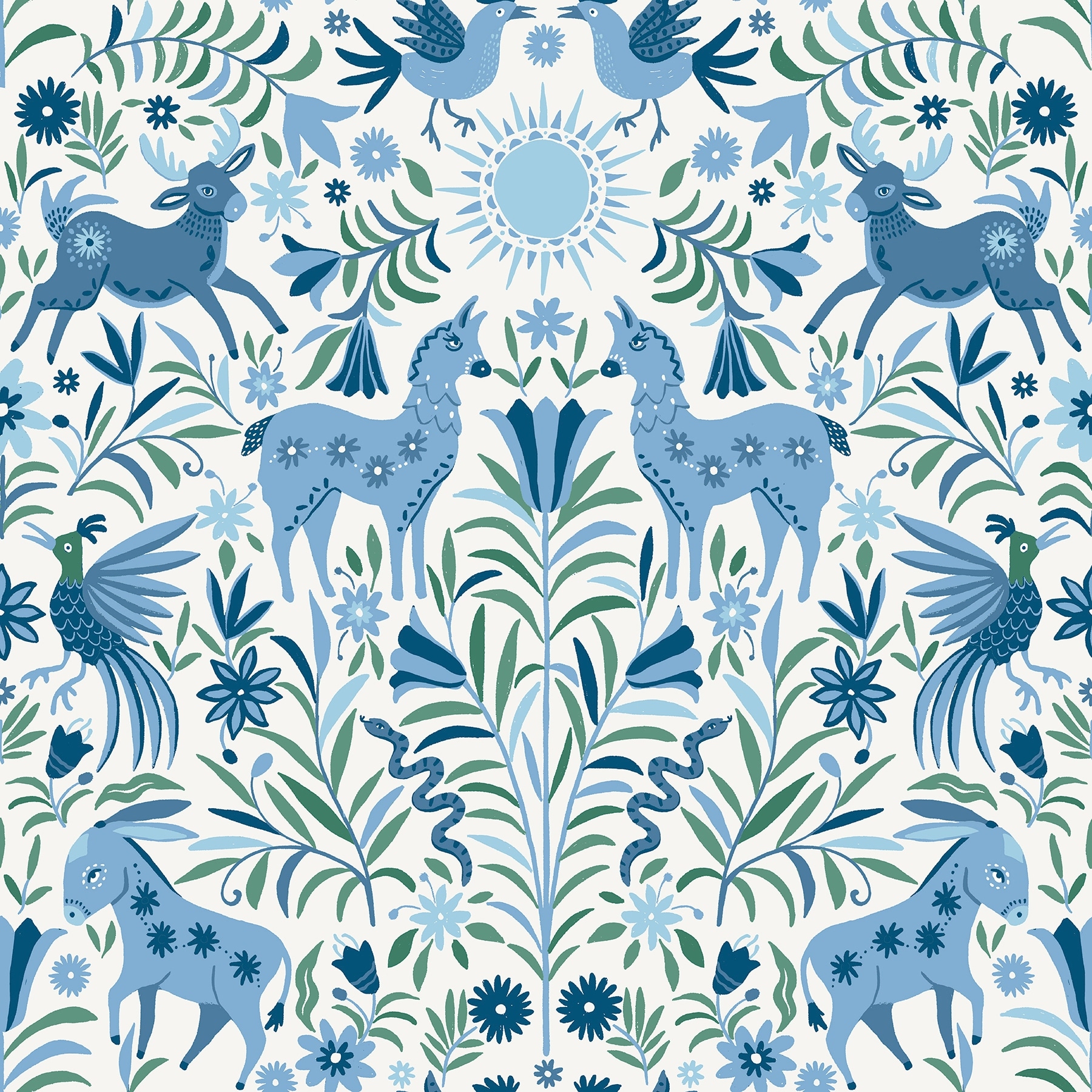 RoomMates Whimsical Creatures Blue Peel and Stick Wallpaper