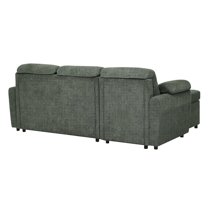 3 in 1 Convertible Sleeper Sofa Couch, 86.2 Inch L Shaped Sectional Sofa with Built In Storage Chaise and Pull Out Bed