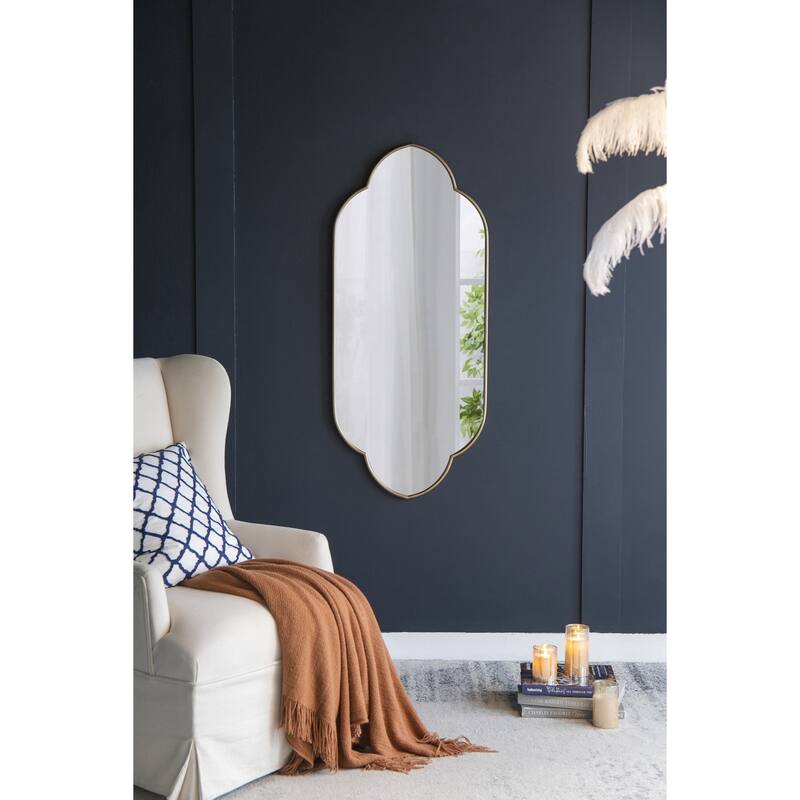 22.4" x 1" x 48" Champagne Gold Decorative Wall Mirror with Notched Edges