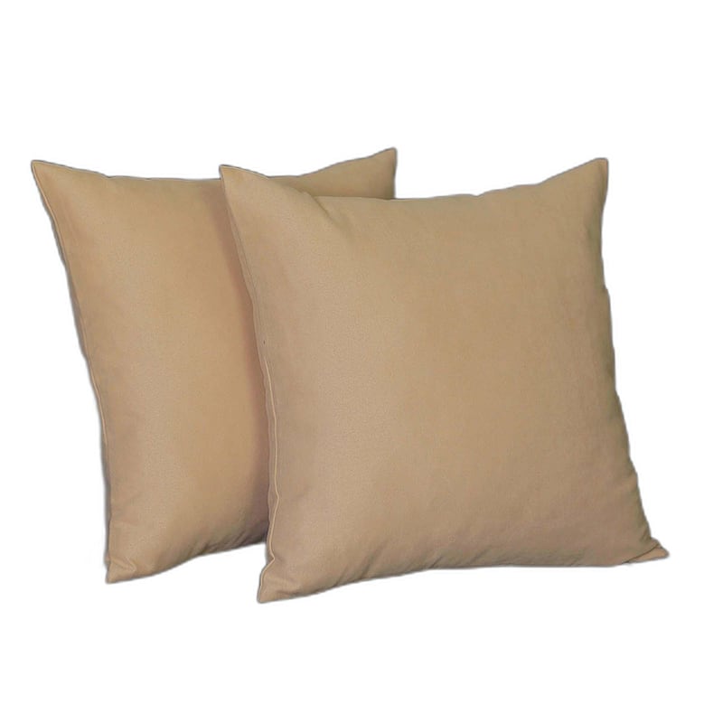 HomeRoots Set Of Two 16" X 16" Beige Polyester Zippered Pillow Cover