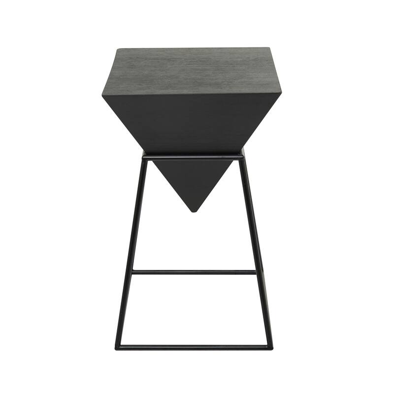 Minimalist Wood Inverted Pyramid Geometric Accent Table with Metal Stand - White or Black