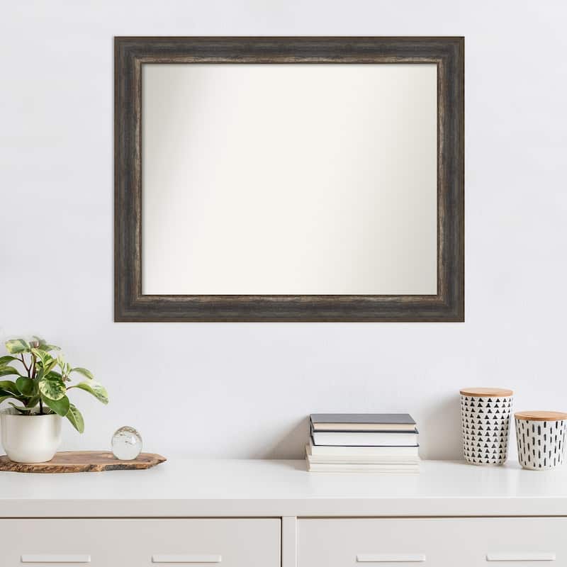 Non-Beveled Wall Mirror - Alta Rustic Char Frame