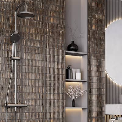 Merola Tile Joliet Prisma Dark Amber 3" x 12" Fluted Ceramic Wall Tile