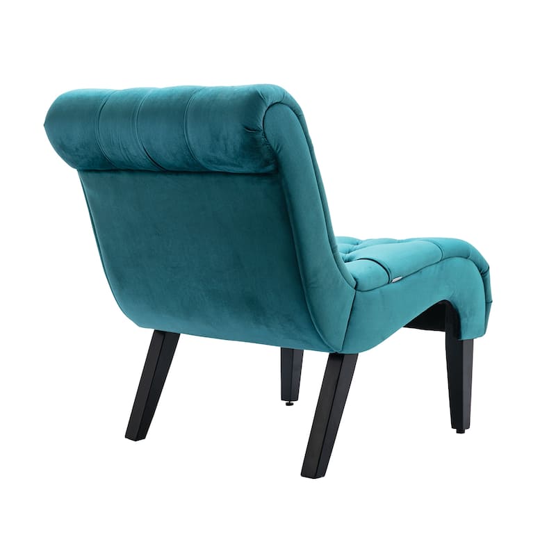 Velvet Upholstered Leisure Chair For Living Room With Wood Legs