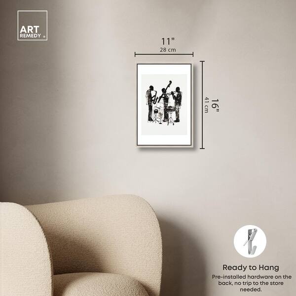 dimension image slide 3 of 24, Bebop II Black Art Canvas Print by Art Remedy
