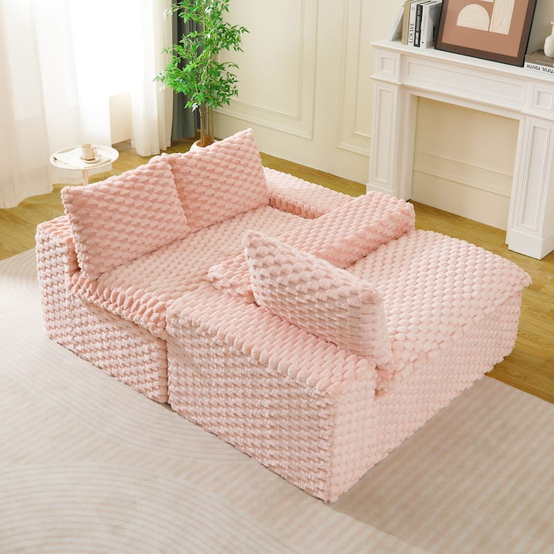 Free Combination Modular Couch Fluffy Turtle Velvet Sectional Sofa