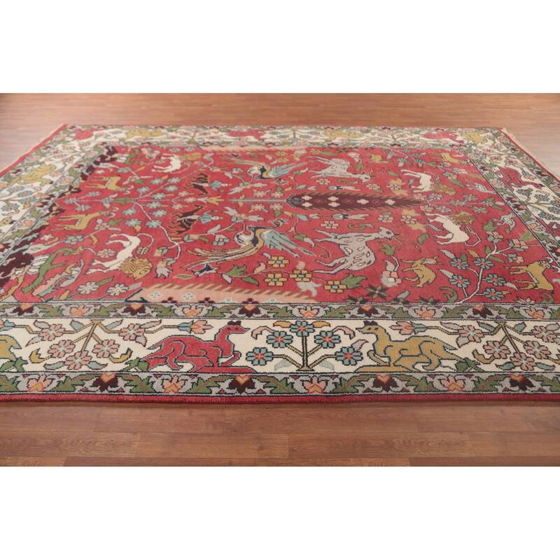 Animals Design Ziegler Area Rug Handmade Oriental Wool Carpet - 9'0"x 11'10"