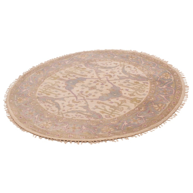 ECARPETGALLERY Hand-knotted Royal Oushak Cream Wool Rug - 6'0 x 6'0