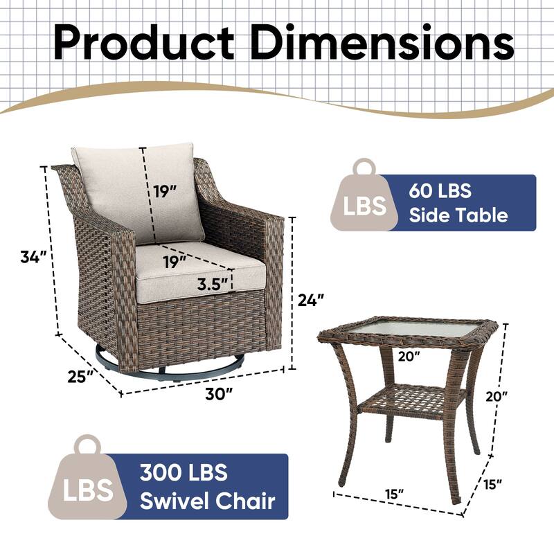 Pocassy All-Weather Rattan Patio Funiture Set