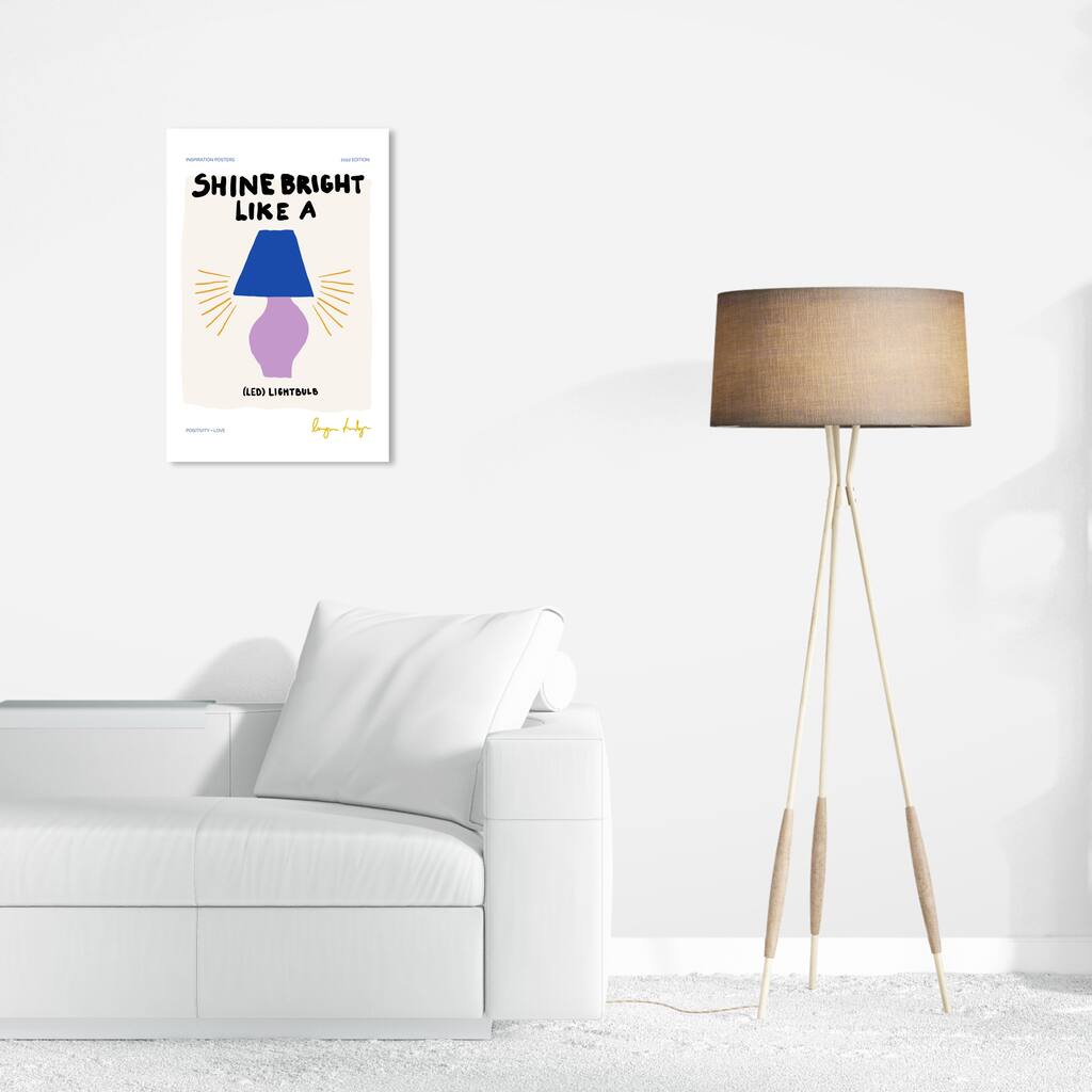 Wynwood Studio Canvas Typography and Quotes Shine Bright Blue and Modern & Contemporary Wall Art Canvas Print
