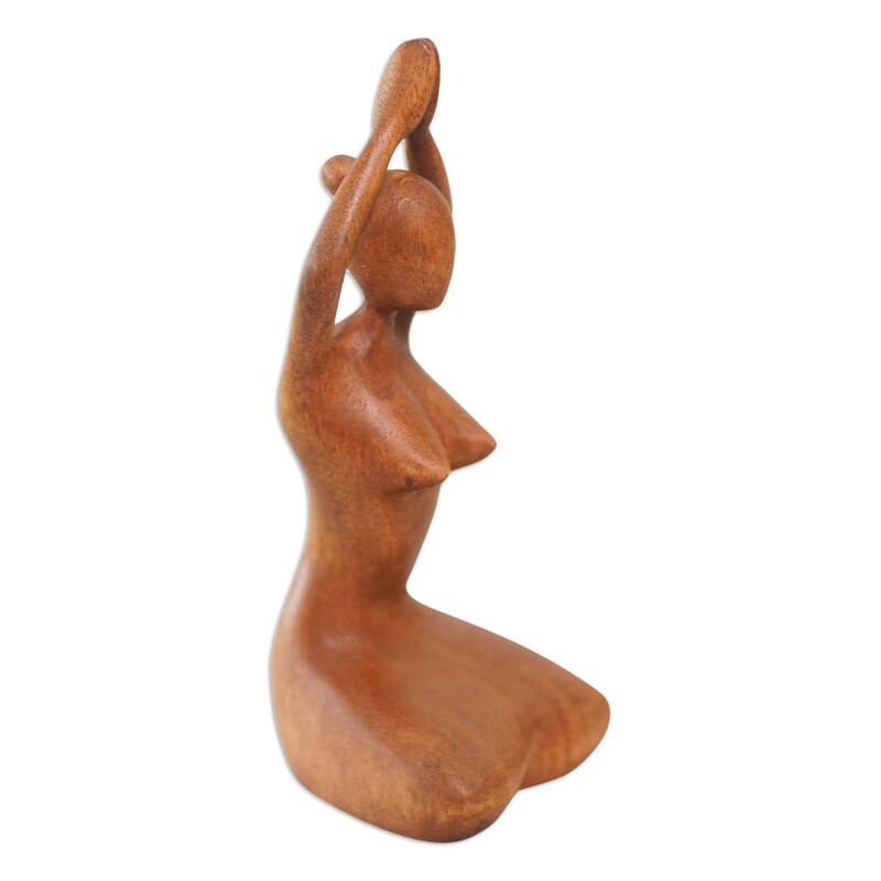 Novica Handmade Meditative Asana Wood Statuette