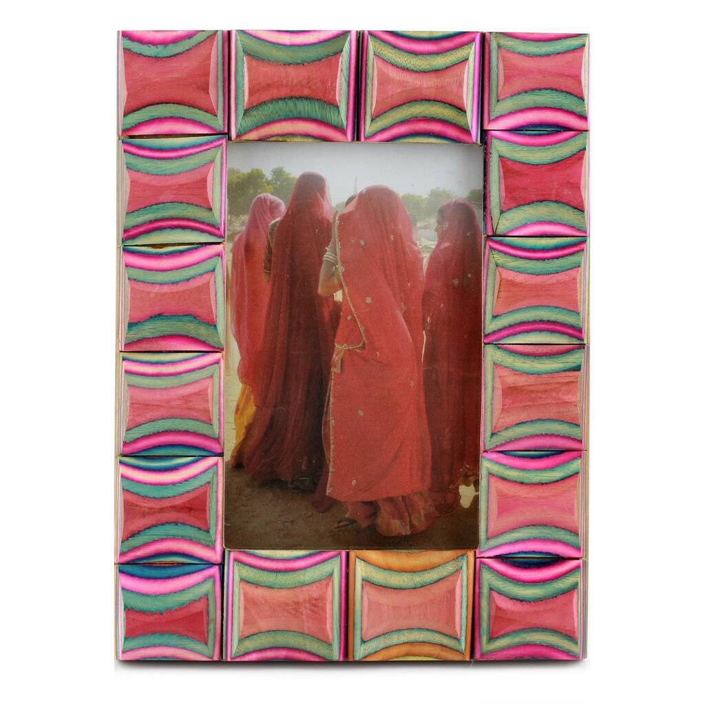 Handmade Wood 'Agra Abstract' Mosaic Photo Frame (India) - Overstock ...