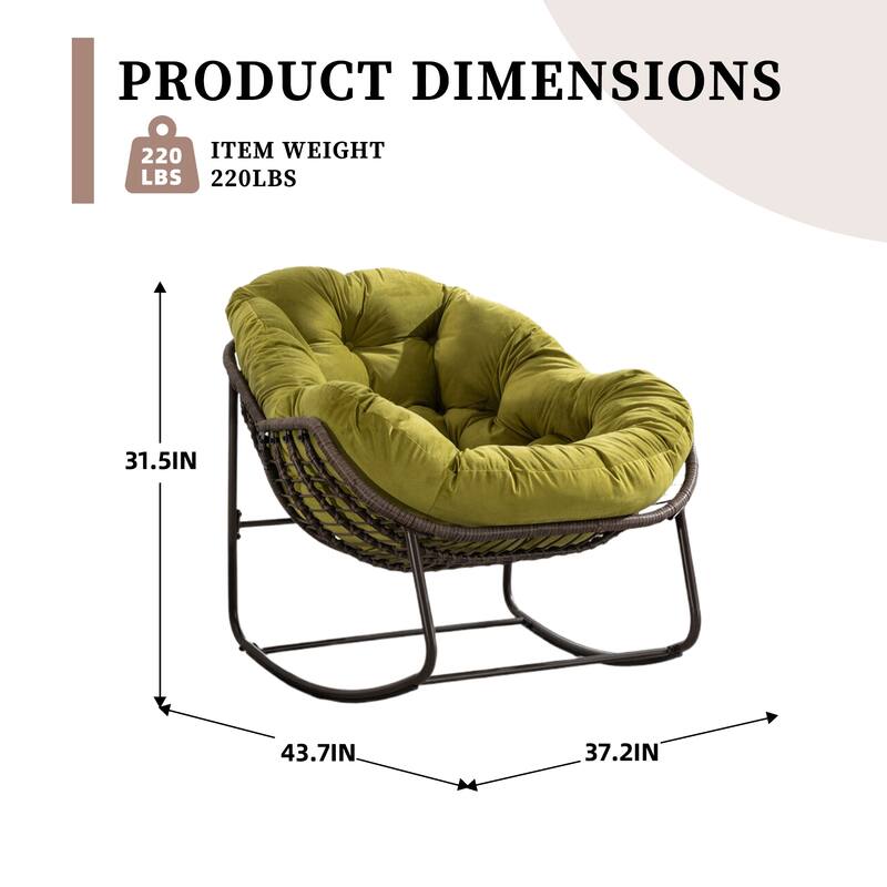 Outdoor rattan rocking chair, padded penguin rocking chair,lounge chair Outdoor for Front Porch,Living Room,Patio,Garden