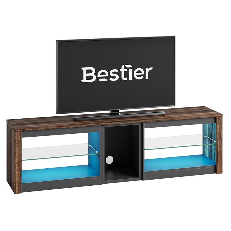 63" TV Stand Gaming Entertainment Center for TVs up to 70" with LED Lights Cabinet and Shelves