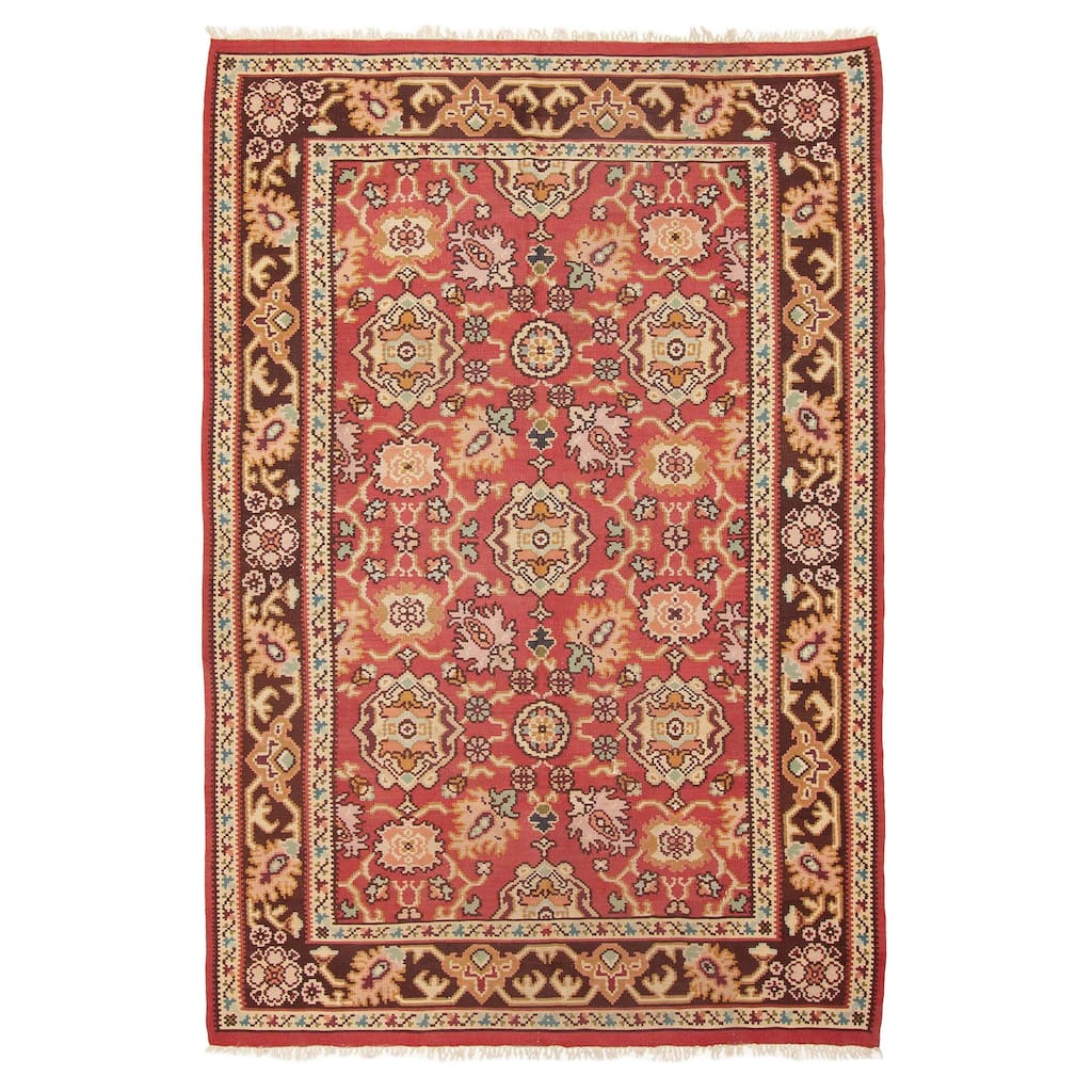 ECARPETGALLERY Flat-Weave Sivas Red Wool Kilim - 5'5 x 8'6